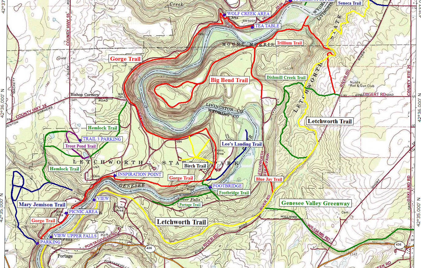 Letchworth State Park Map PDF